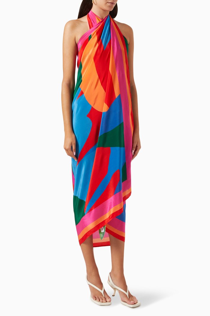 

Colorful Leaves Panneaux Sarong in Viscose, Multicolour