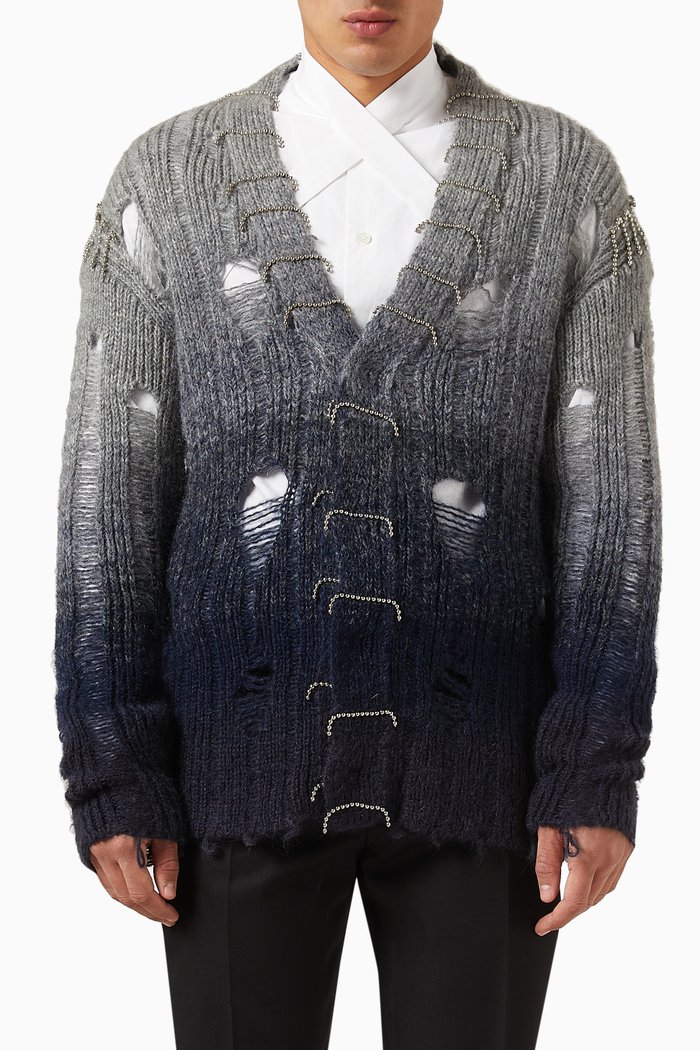 

Punk Embellished Cardigan in Mohair, Grey