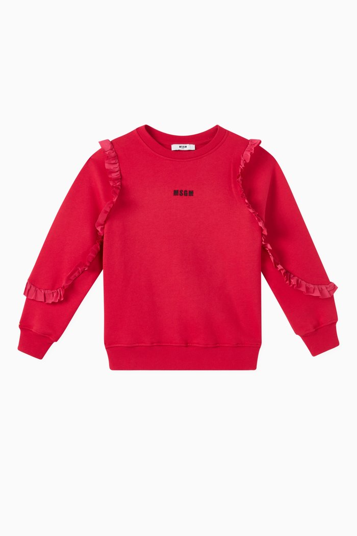 

Logo Frill Sweatshirt in Cotton, Pink