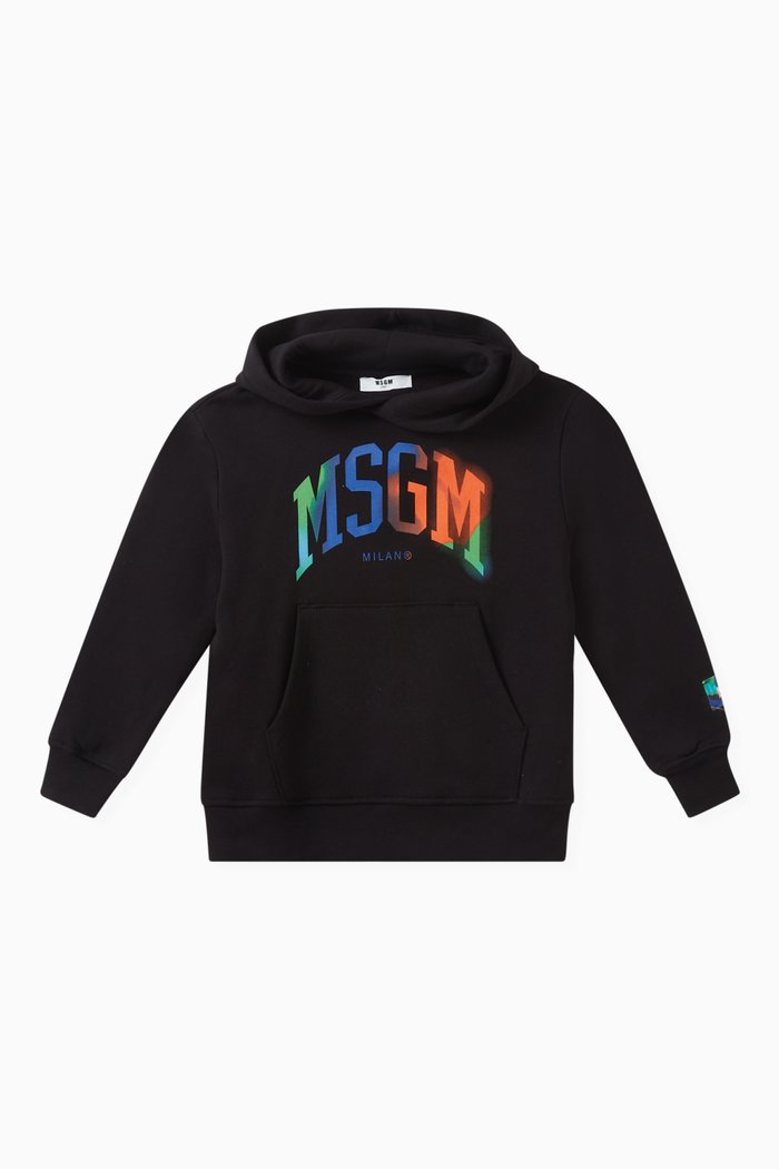 Curved Logo Print Sweatshirt in Cotton, Black