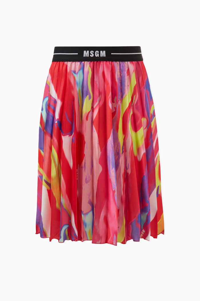 

Pleated Printed Skirt in Organza, Multicolour