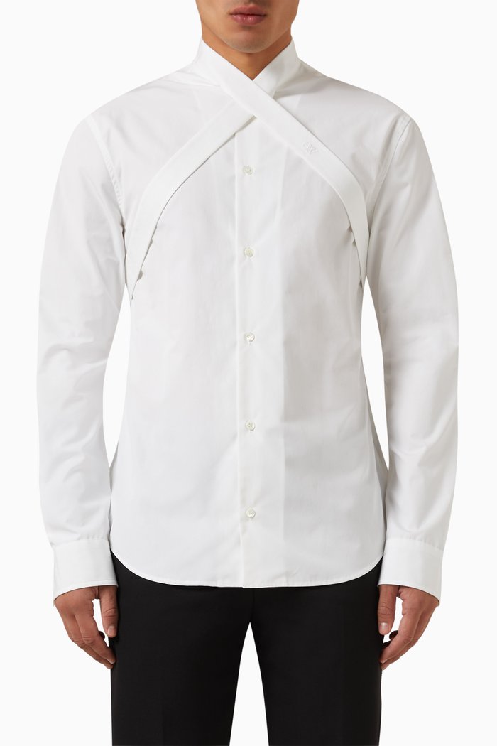 

Criss-cross Strap Shirt in Cotton-poplin, White