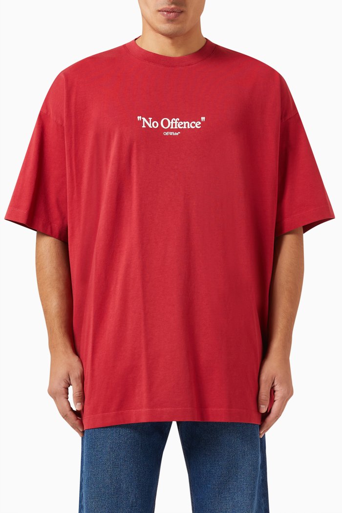 No Offence Oversized T-shirt in Cotton, Red