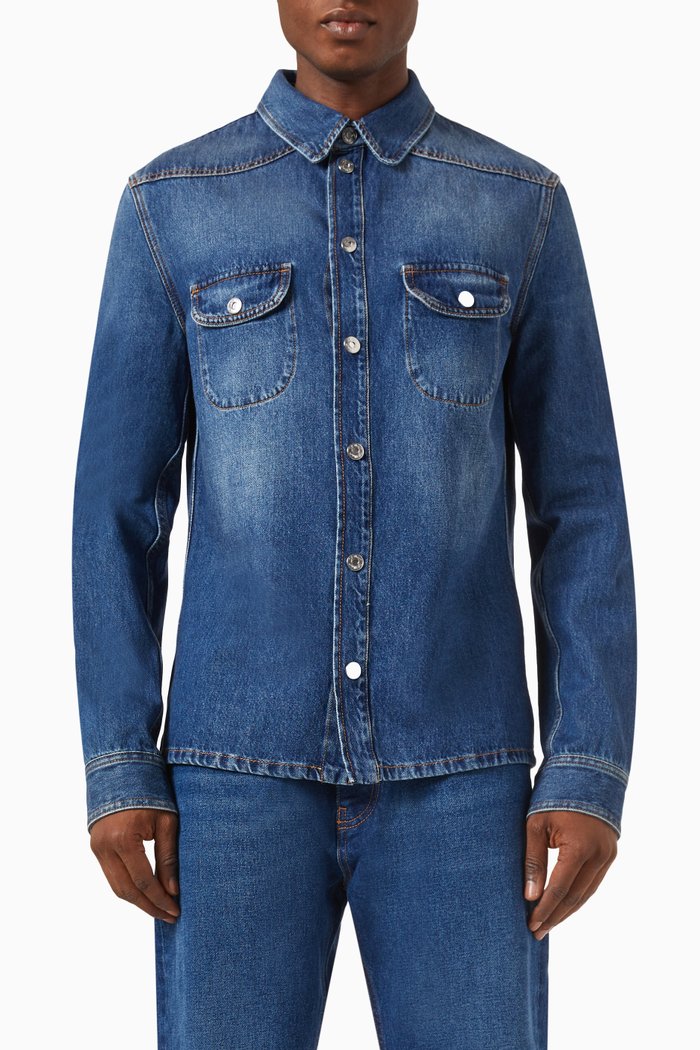 

Logo Embroidered Shirt in Cotton, Blue