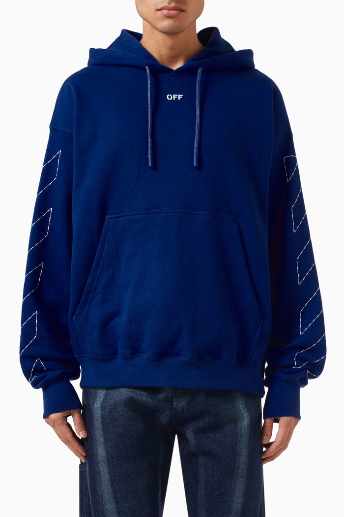 

Logo-embroidered Skate Hoodie in Cotton-fleece, Blue