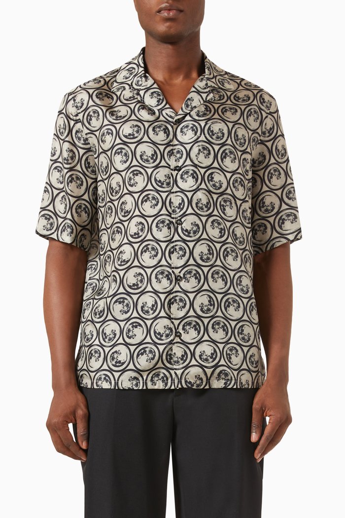 

Moon-printed Camp Shirt in Sik, Neutral