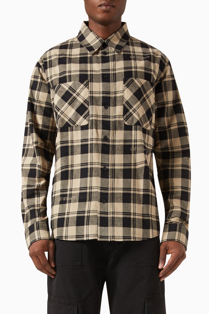 

Check Flann Shirt in Cotton, Black