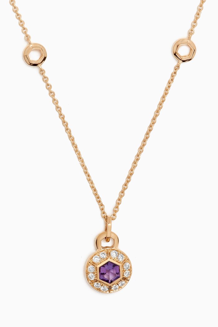 

Kanzi Mini Sequin Diamond & Amethyst Necklace in 18kt Gold, Yellow