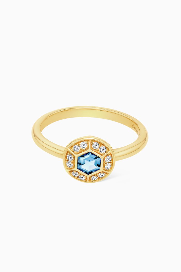 

Kanzi Mini Sequin Diamond & Topaz Ring in 18kt Gold, Yellow