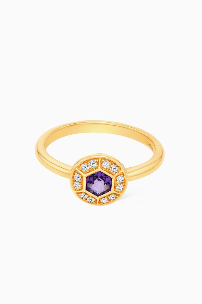 

Kanzi Mini Sequin Diamond & Amethyst Ring in 18kt Gold, Yellow