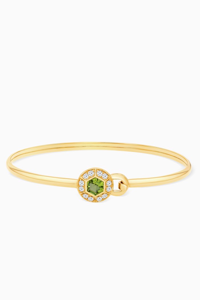 

Kanzi Green Peridot & Diamond Bangle in 18kt Gold, Yellow