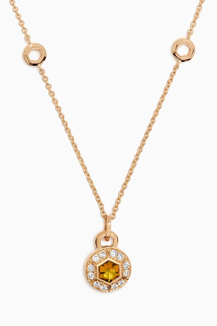 

Kanzi Orange Citrine & Diamond Necklace in 18kt Gold, Yellow