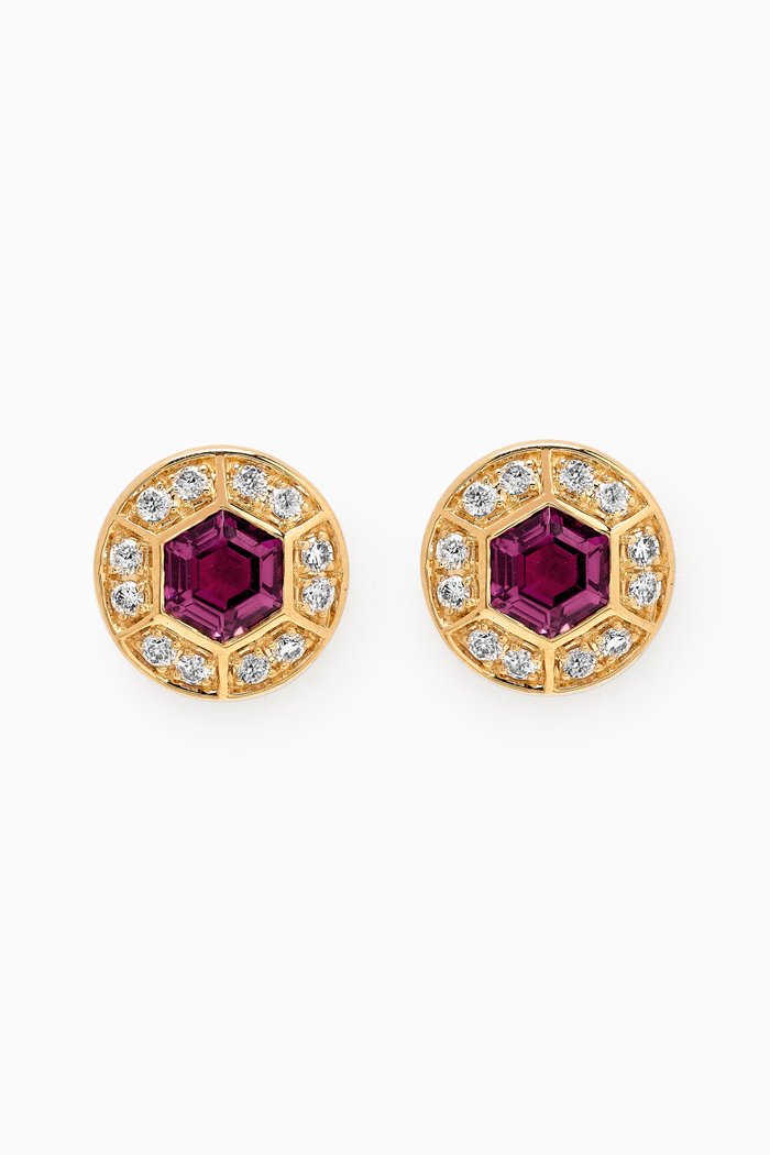 

Kanzi Amethyst & Diamond Stud Earrings in 18kt Gold, Yellow