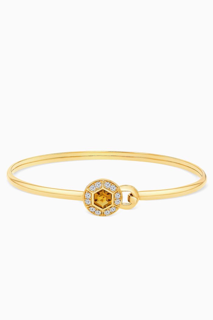 

Kanzi Orange Citrine & Diamond Bangle in 18kt Gold, Yellow