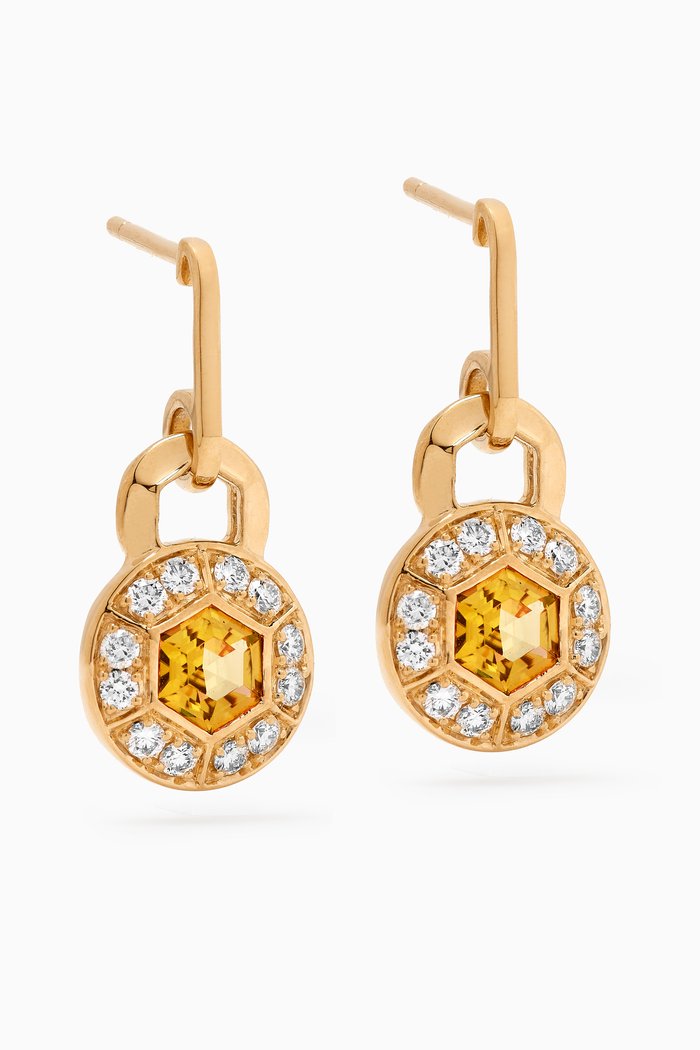 

Kanzi Orange Citrine & Diamond Drop Earrings in 18kt Gold, Yellow