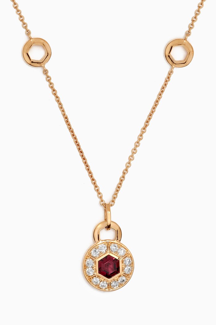 

Kanzi Rhodolite & Diamond Necklace in 18kt Gold, Yellow