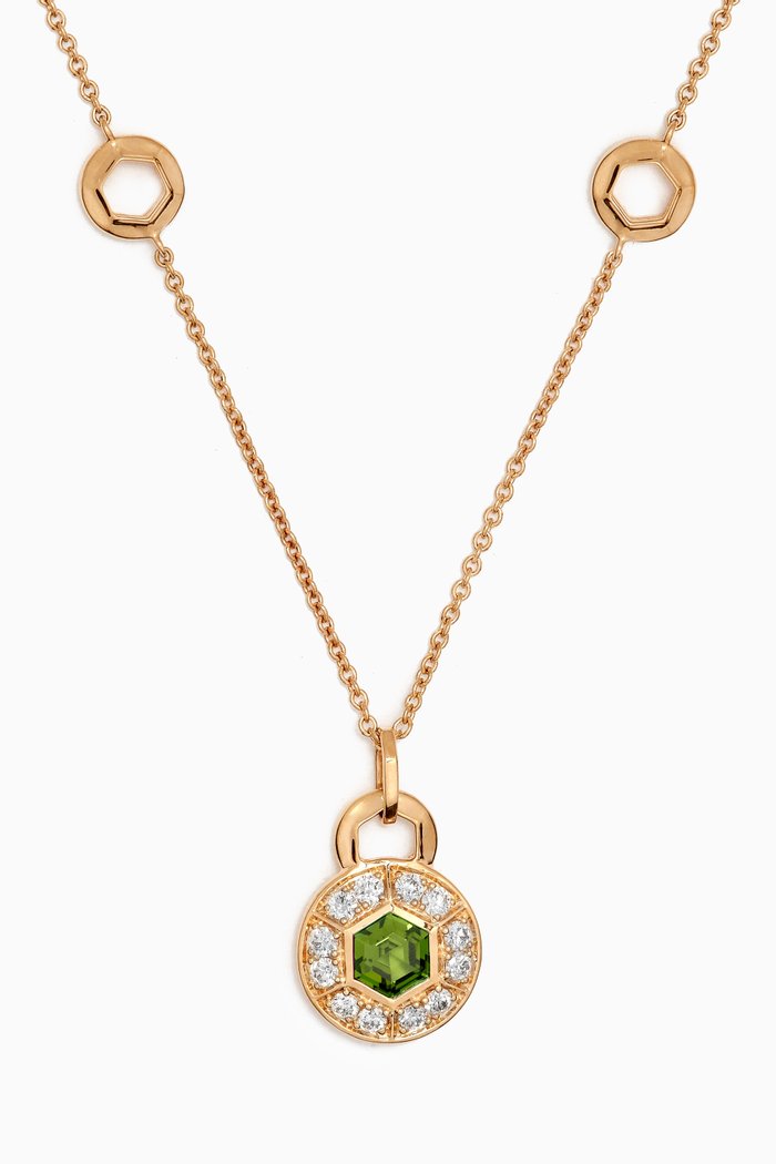 

Kanzi Green Peridot & Diamond Necklace in 18kt Gold, Yellow
