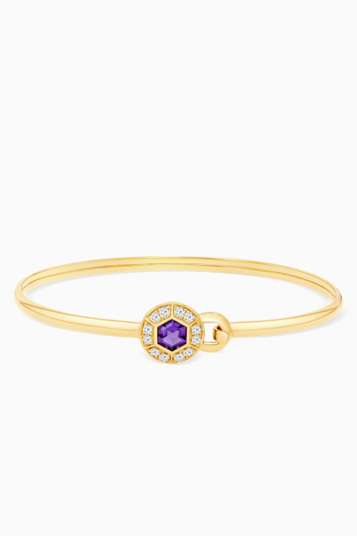 

Kanzi Amethyst & Diamond Bangle in 18kt Gold, Yellow