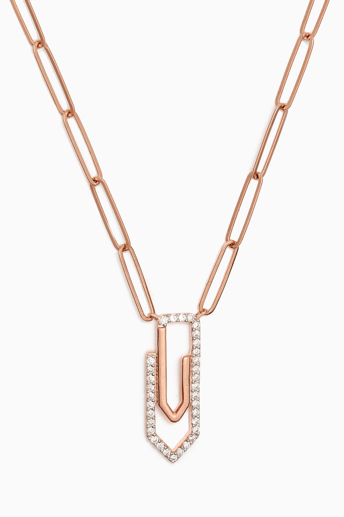 

Youth Paperclip Diamond Necklace in 18kt Rose Gold