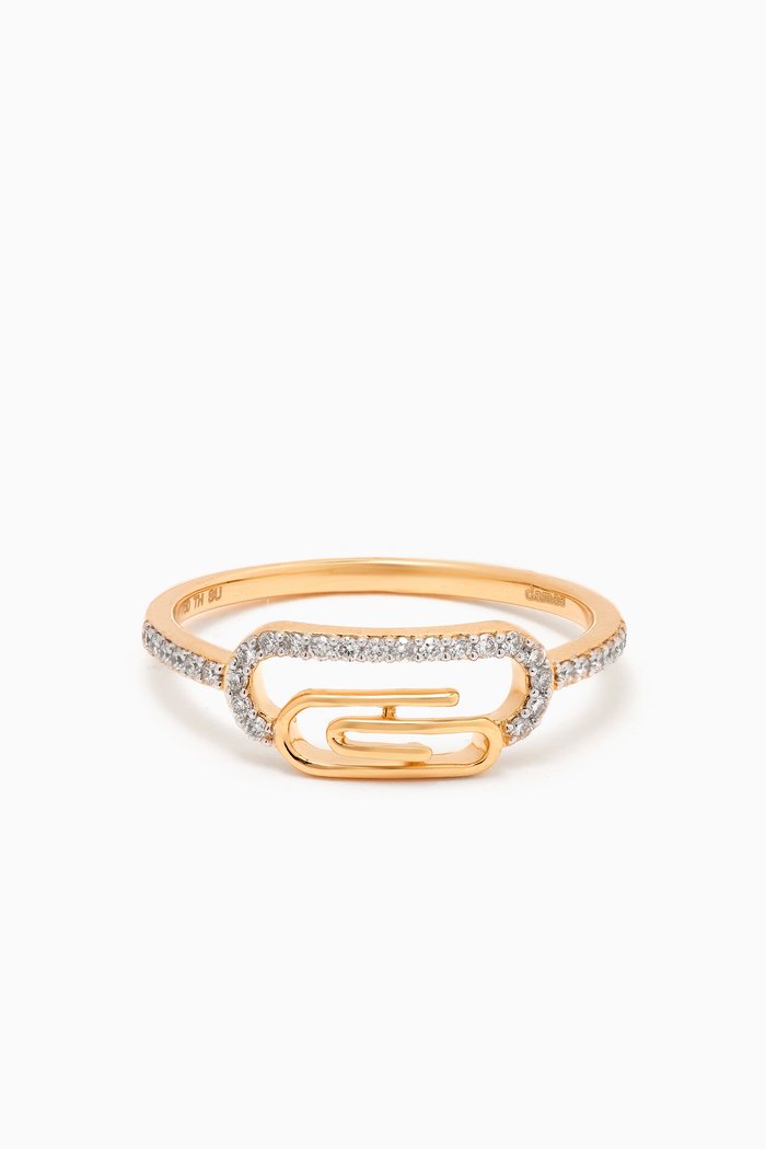 Youth Paperclip Diamond Ring in 18kt Gold, Yellow