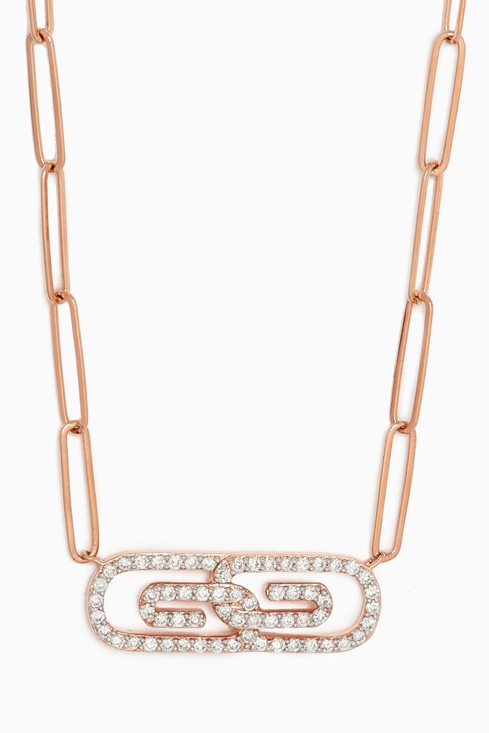 

Youth Paperclip Diamond Necklace in 18kt Rose Gold