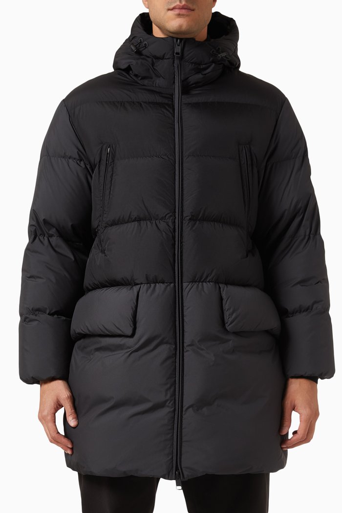

Bosona Long Jacket in Padded Nylon, Black