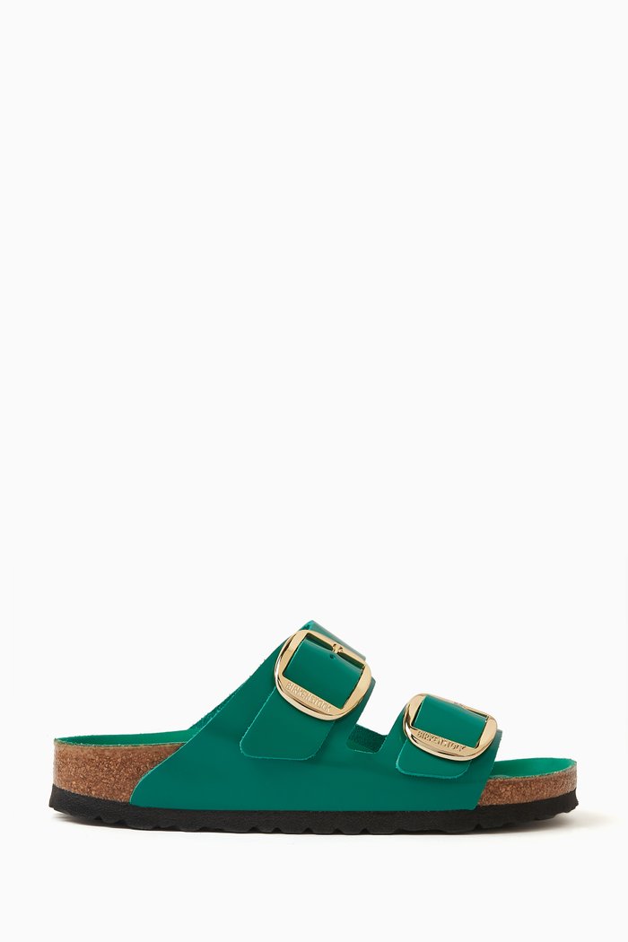 

Arizona Big Buckle Slides in Patent Leather, Green