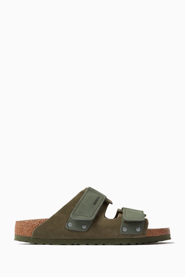 Uji Sandals in Suede, Green