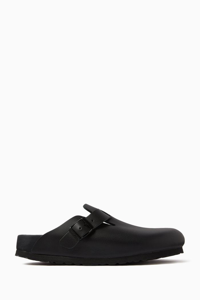 

Boston Clog Sandals in Aniline Leather, Black