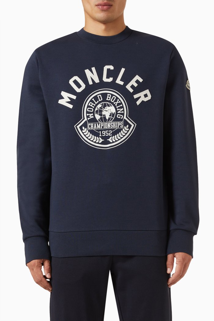 

Logo Print Sweatshirt in Cotton Blend, Blue