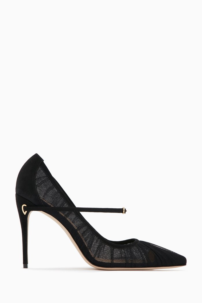 

Lorenzo 105 Pumps in Suede and Tulle, Black