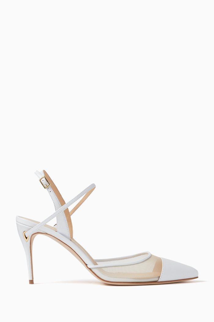 

Vittorio 85 Slingback Pumps in Nappa Leather and Mesh, White