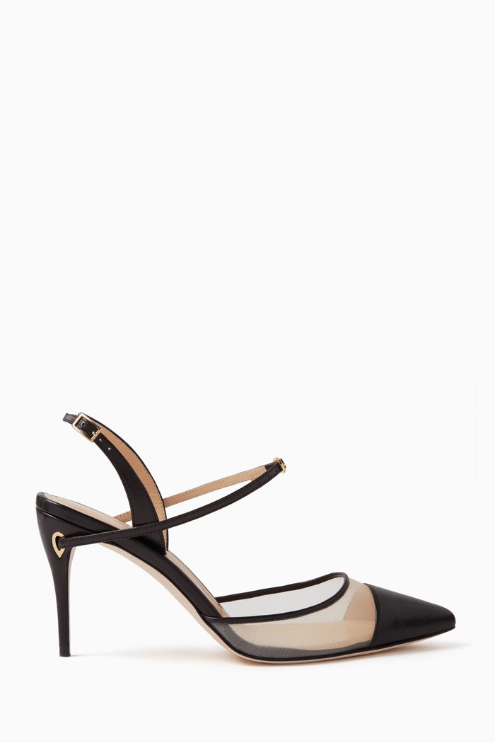 

Vittorio 85 Slingback Pumps in Nappa Leather & Mesh, Black