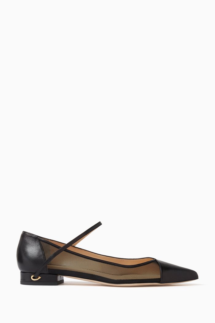 

Lorenzo 20 Ballerina Flats in Nappa Leather and Mesh, Black