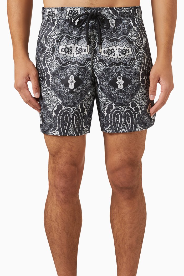 

Bandana Print Swim Shorts in Nylon, Grey