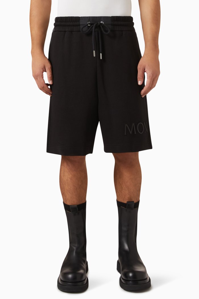 

Embossed Logo Shorts in Cotton Blend, Black