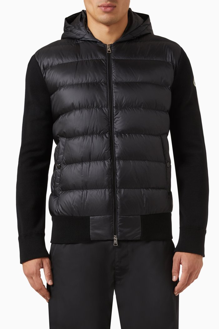 

Hoodie in Padded Wool, Black