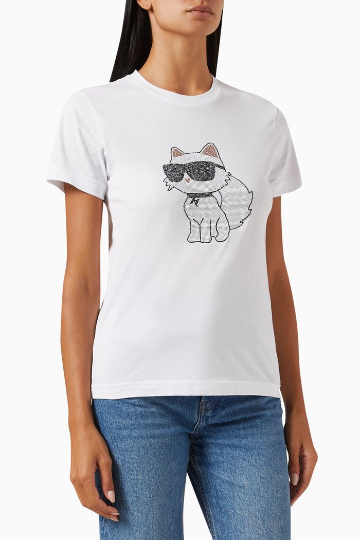 

Ikonik 2.0 Choupette T-shirt in Organic Cotton-jersey, White