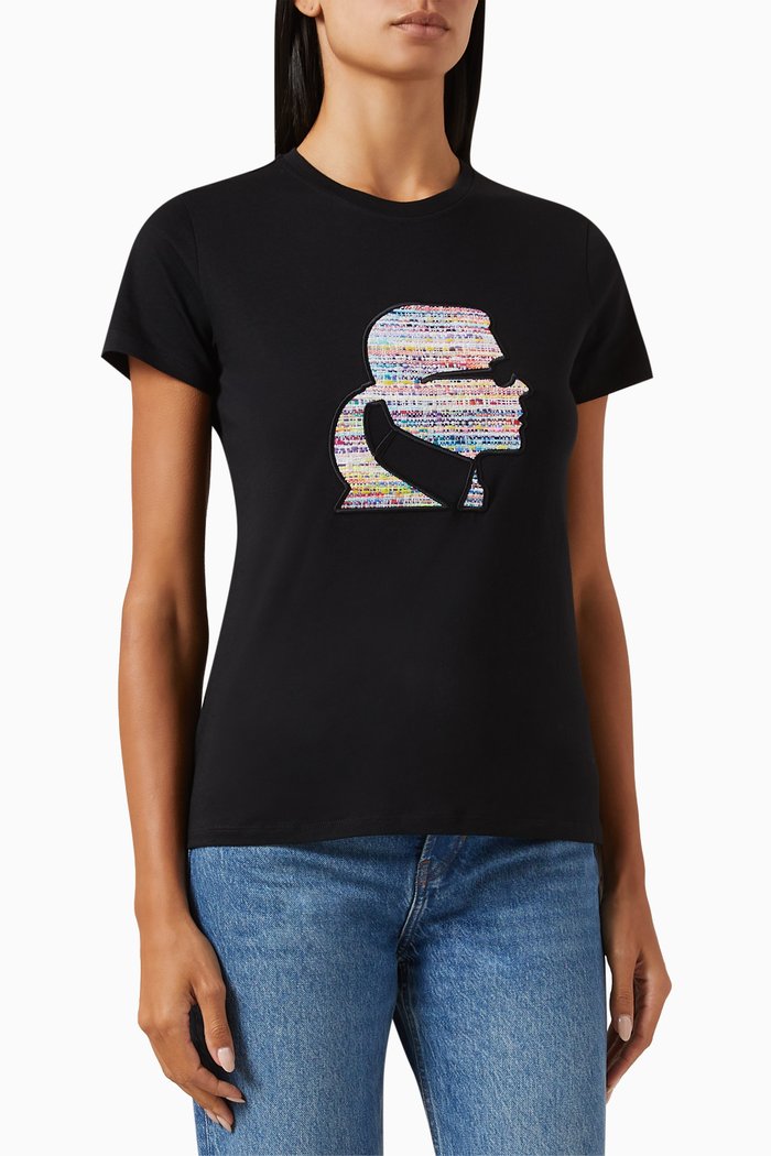 

Bouclé Profile T-shirt in Organic Cotton-jersey, Black