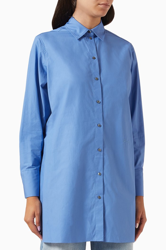 

Signature Tunic Shirt in Cotton, Blue