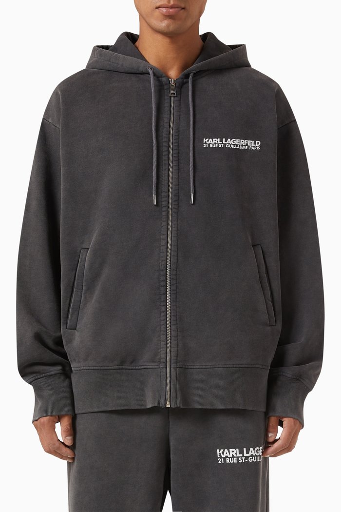 

Rue St-Guillaume Washed Hoodie in Organic Cotton-terry, Black