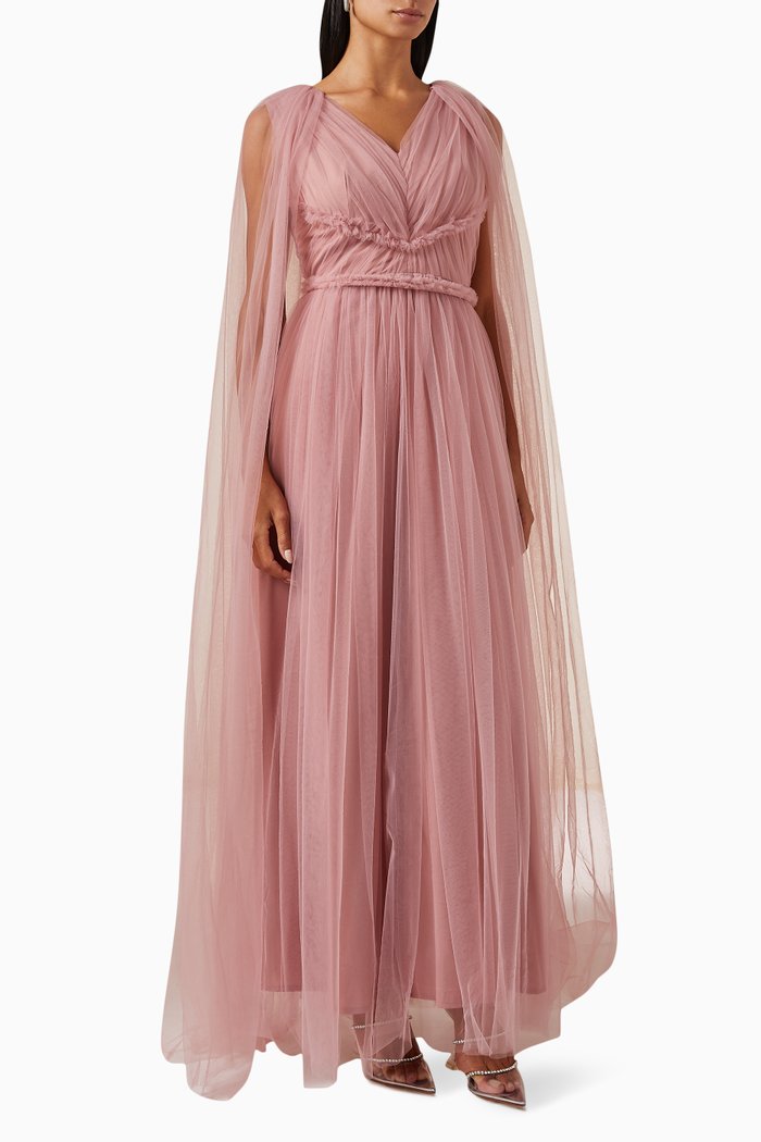 

Braided Maxi Dress in Tulle, Pink