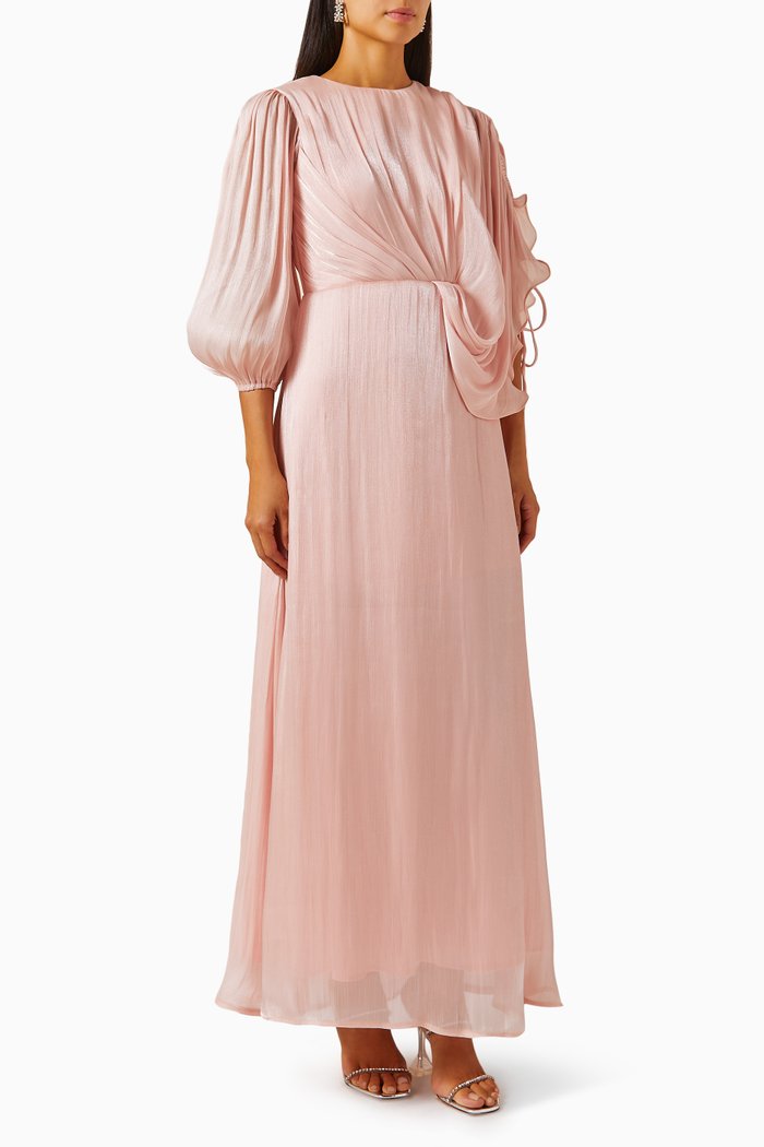 

Asymmetric Draped Dress, Pink