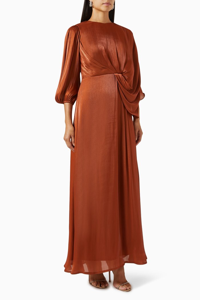 

Asymmetric Draped Dress, Brown