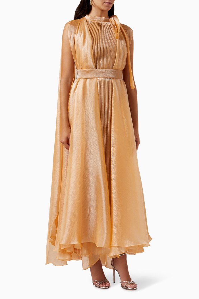 

Pleated Dress, Gold