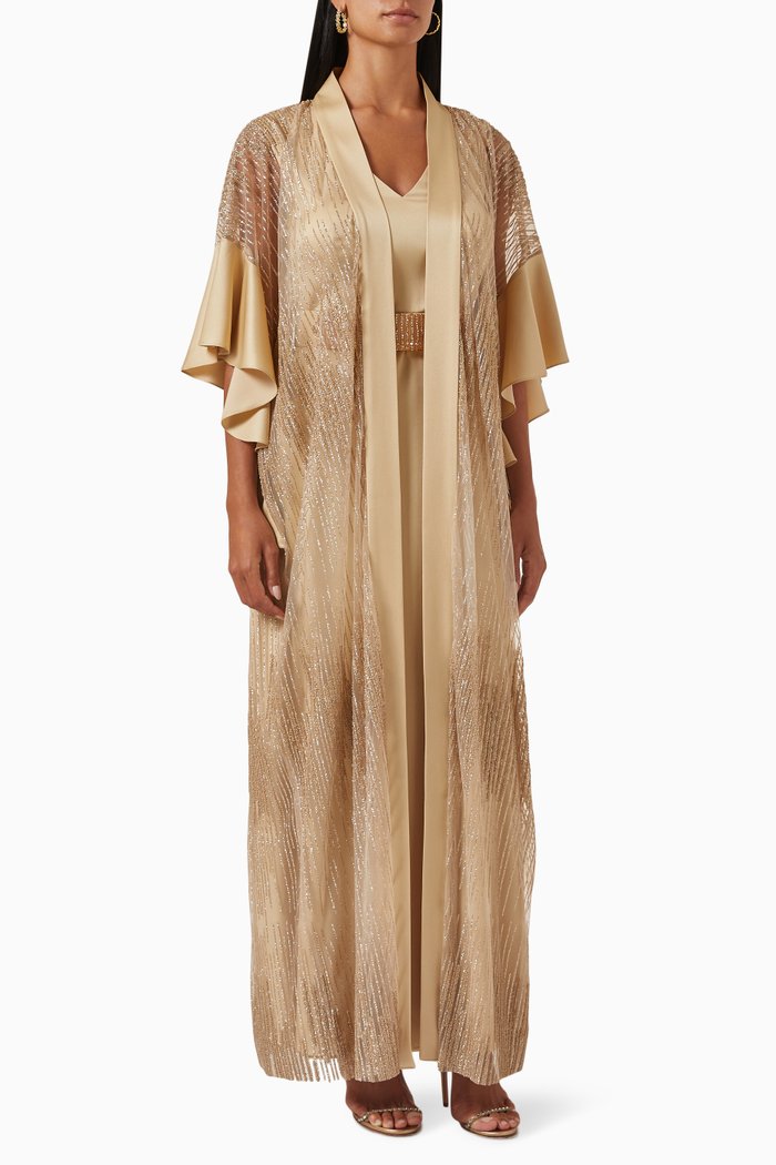 

Bead-embellished Jacket & Dress Set, Neutral