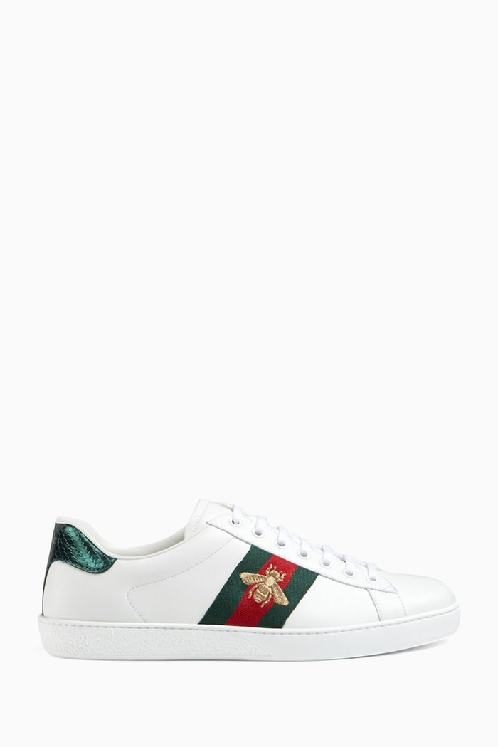 

Ace Embroidered Low-top Sneakers in Leather, White