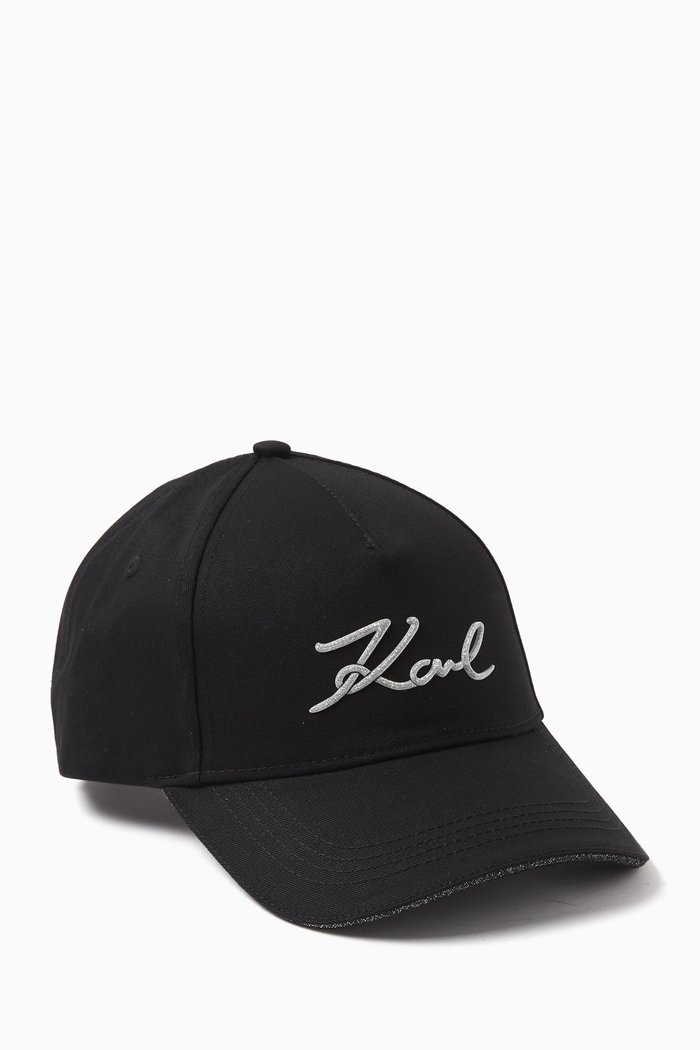 

K/Signature Baseball Cap in Cotton Gabardine, Black