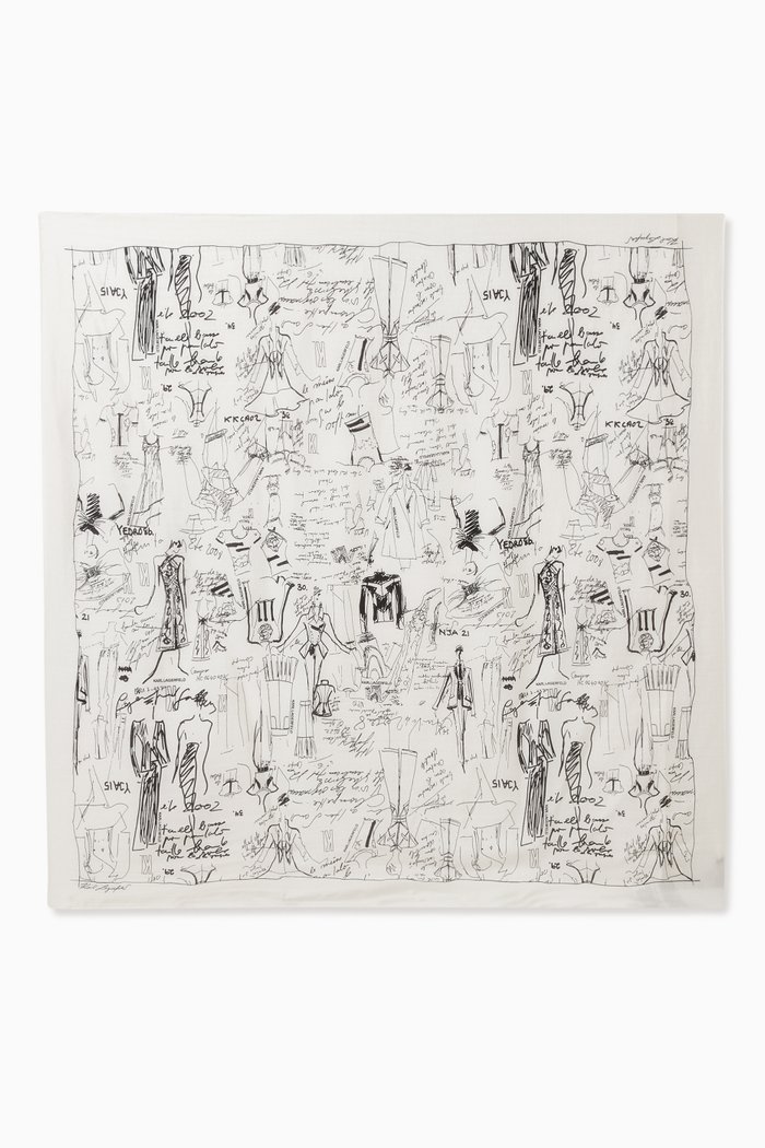 

K/archive Sketch Scarf in Cotton, White