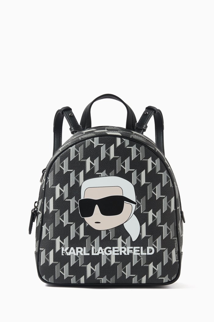 

Small K/Ikonik Monogram Backpack in Faux Leather, Black